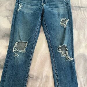Distressed Blue Jeans